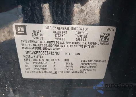 2014 Chevrolet Silverado 1500 1Lt z USA, uszkodzony, nr VIN 1GCVKREC6EZ412708